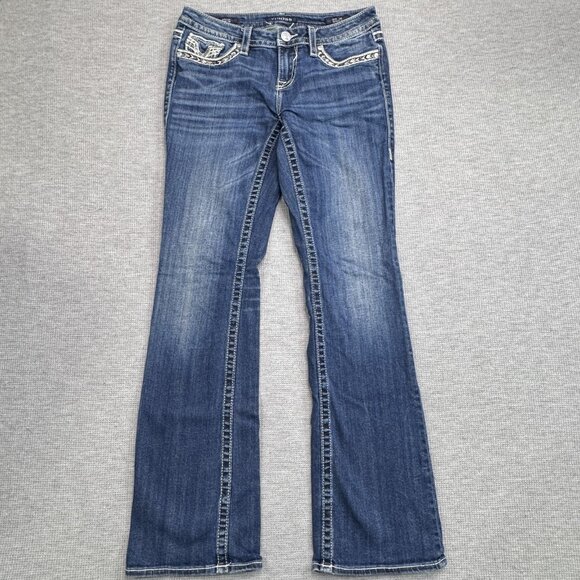 Vigoss Denim - Vigoss Womens Size 3/4 L33 Blue Denim Bootcut Dallas Heritage Jeans Embellished